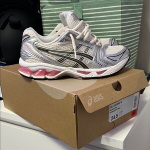 ASICS Women's Gel-Kayano 14 White and Pink Sneakers